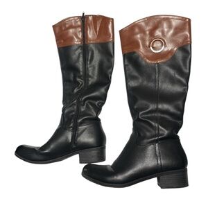 Nautica Black and Brown Heeled Boots